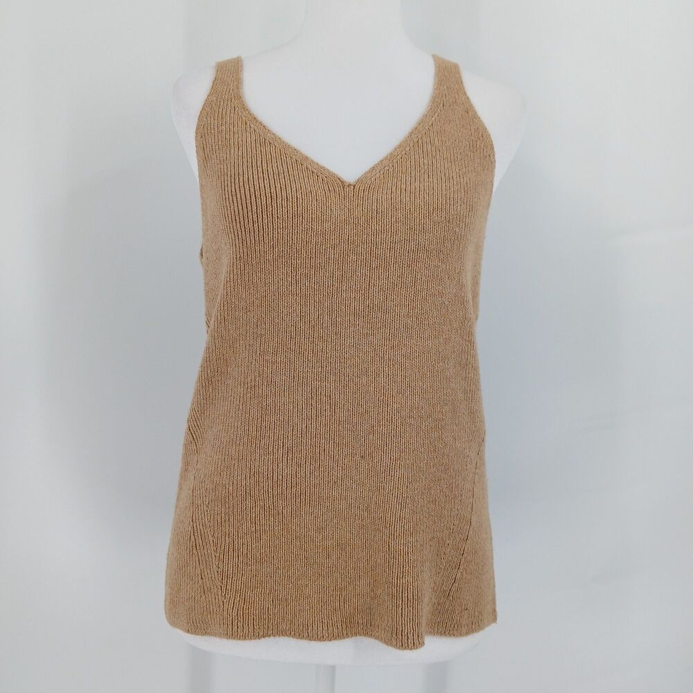 womans Old Navy Brown Knit Ribbed Halter Neck Tank Top Size large camel color